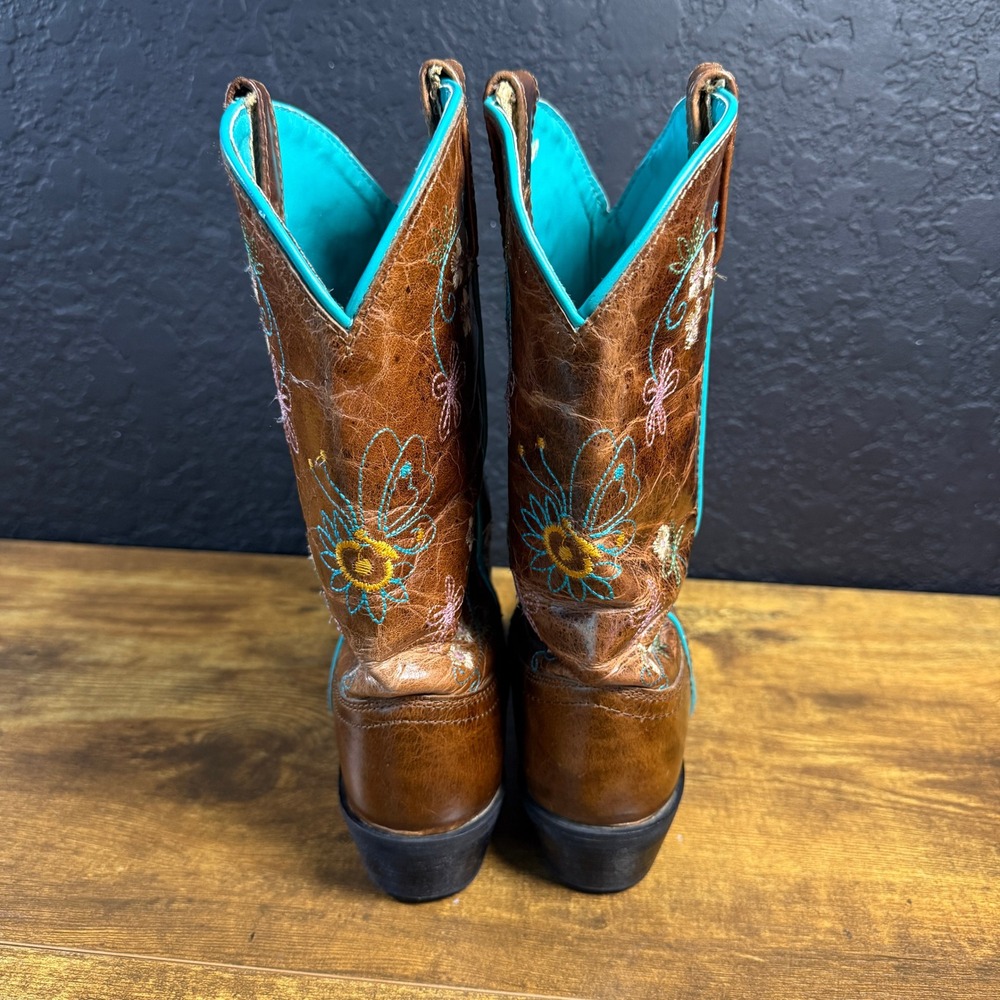 Smoky Mountain 3881Y Brown Leather Floral Embroidered Western Boots Youth 3.5R - Picture 3 of 5